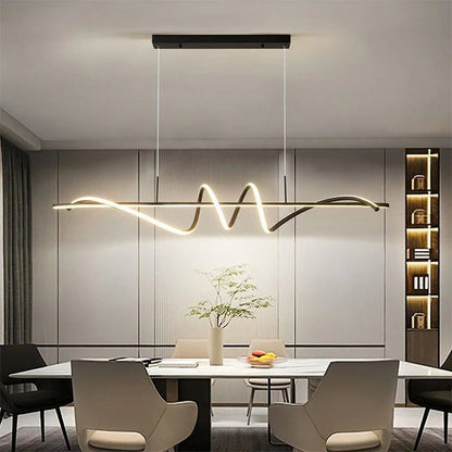 BAMDECOR A202 Modern LED Linear Pendant Lights with Dimmable LED (160cm/180cm-Black) 1.8 Meters V255-BAM-A202-1.8-BLK