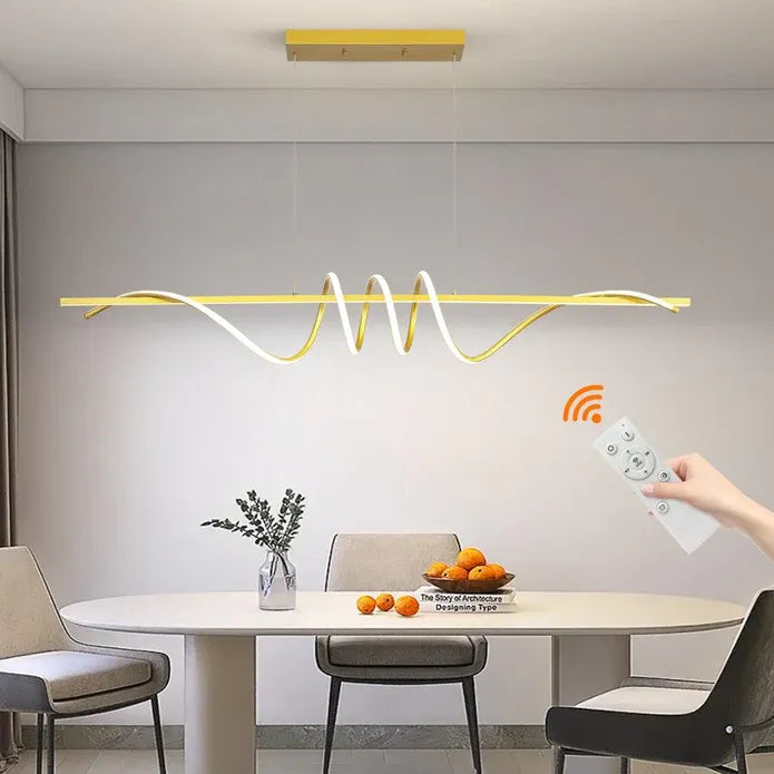 BAMDECOR A202 Modern LED Linear Pendant Lights with Dimmable LED 180cm-Gold V255-BAM-A202-1.8-GOLD
