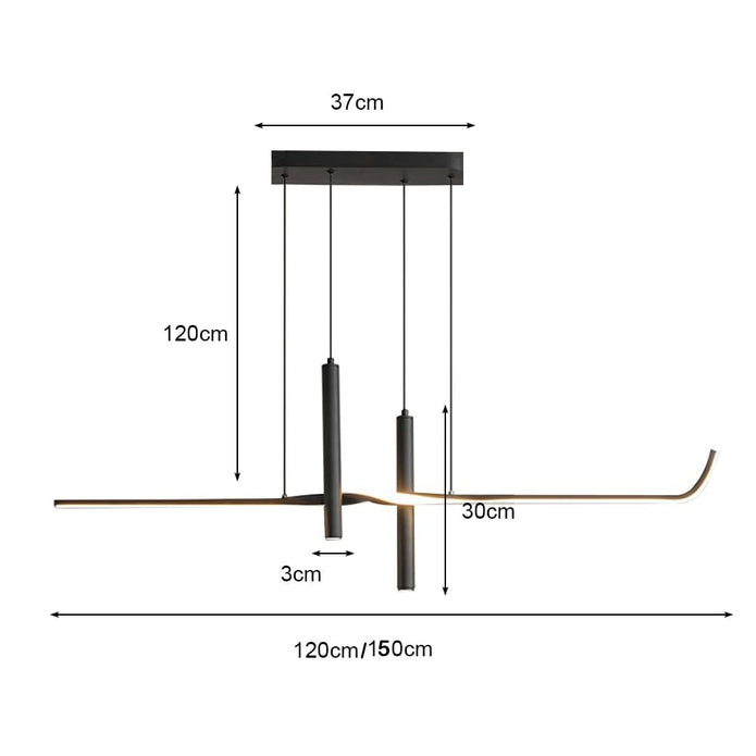 BAMDECOR A206 Modern Black Scandinavian Pendant Light Table Dining Room Living Room Pendant Lighting 1.5 V255-BAM-A206-1.5-BLK