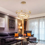 BAMDECOR A209 Colette Ceiling Chandelier Led Modern Circular Art Aluminum Light Fixture for Living Room V255-BAM-A209/2-GOLD