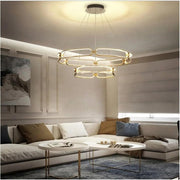 BAMDECOR A209 Colette Ceiling Chandelier Led Modern Circular Art Aluminum Light Fixture for Living Room V255-BAM-A209/2-GOLD