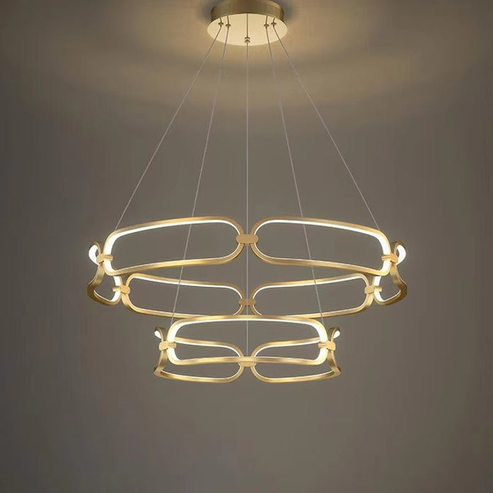 BAMDECOR A209 Colette Ceiling Chandelier Led Modern Circular Art Aluminum Light Fixture for Living Room V255-BAM-A209/2-GOLD