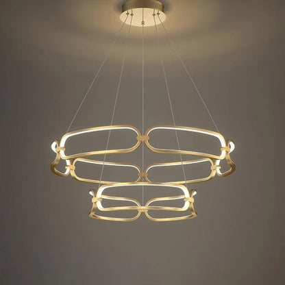 BAMDECOR A209 Colette Ceiling Chandelier Led Modern Circular Art Aluminum Light Fixture for Living Room V255-BAM-A209/2-GOLD
