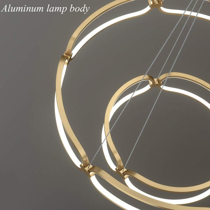 BAMDECOR A209 Colette Ceiling Chandelier Led Modern Circular Art Aluminum Light Fixture for Living Room V255-BAM-A209/2-GOLD