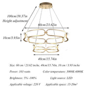 BAMDECOR A209 Colette Ceiling Chandelier Led Modern Circular Art Aluminum Light Fixture for Living Room V255-BAM-A209/2-GOLD