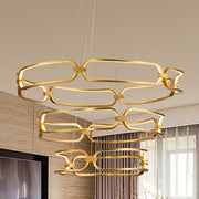 BAMDECOR A209 Colette Ceiling Chandelier Led Modern Circular Art Aluminum Light Fixture for Living Room V255-BAM-A209/3-GOLD