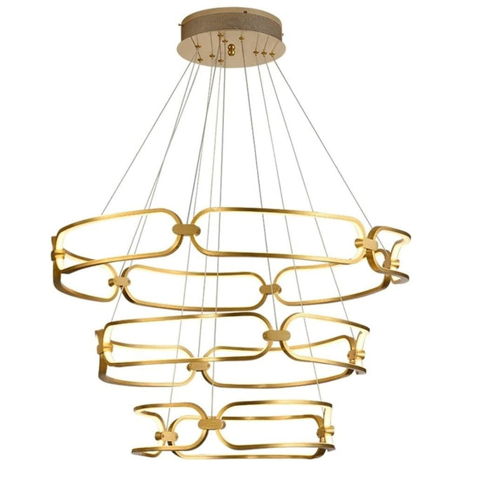 BAMDECOR A209 Colette Ceiling Chandelier Led Modern Circular Art Aluminum Light Fixture for Living Room V255-BAM-A209/3-GOLD