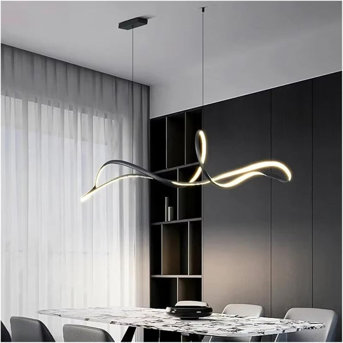 BAMDECOR A210 Modern LED Linear Pendant Lights with Dimmable LED and Adjustable Hanging Length 150cm -Black V255-BAM-A210-L150