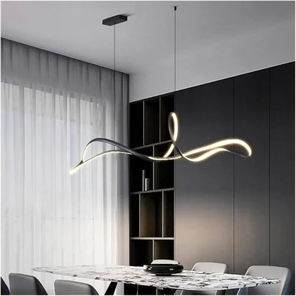 BAMDECOR A210 Modern LED Linear Pendant Lights with Dimmable LED and Adjustable Hanging Length 150cm -Black V255-BAM-A210-L150