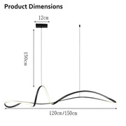 BAMDECOR A210 Modern LED Linear Pendant Lights with Dimmable LED and Adjustable Hanging Length 150cm -Black V255-BAM-A210-L150
