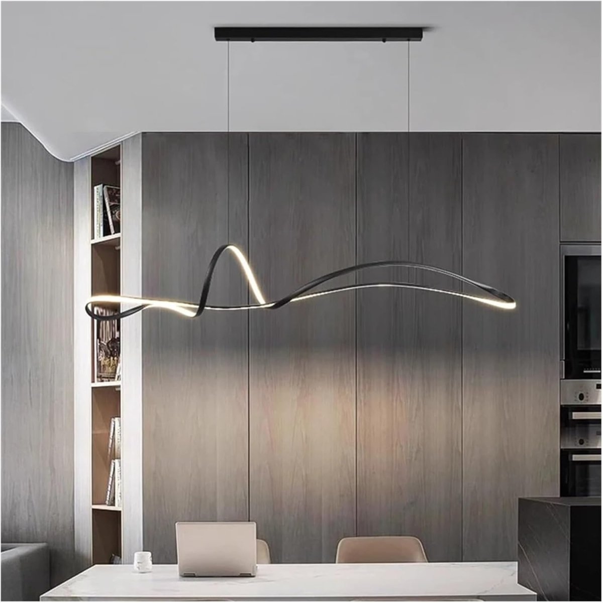 BAMDECOR A210 Modern LED Linear Pendant Lights with Dimmable LED and Adjustable Hanging Length 180cm -Black V255-BAM-A210-L180
