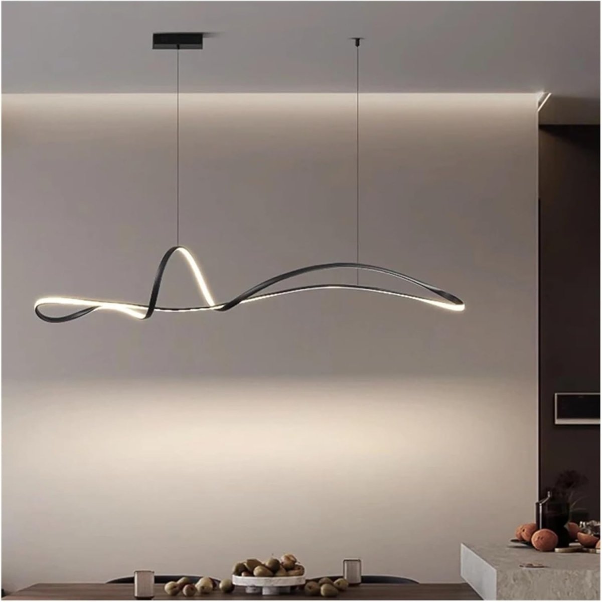 BAMDECOR A210 Modern LED Linear Pendant Lights with Dimmable LED and Adjustable Hanging Length 180cm -Black V255-BAM-A210-L180