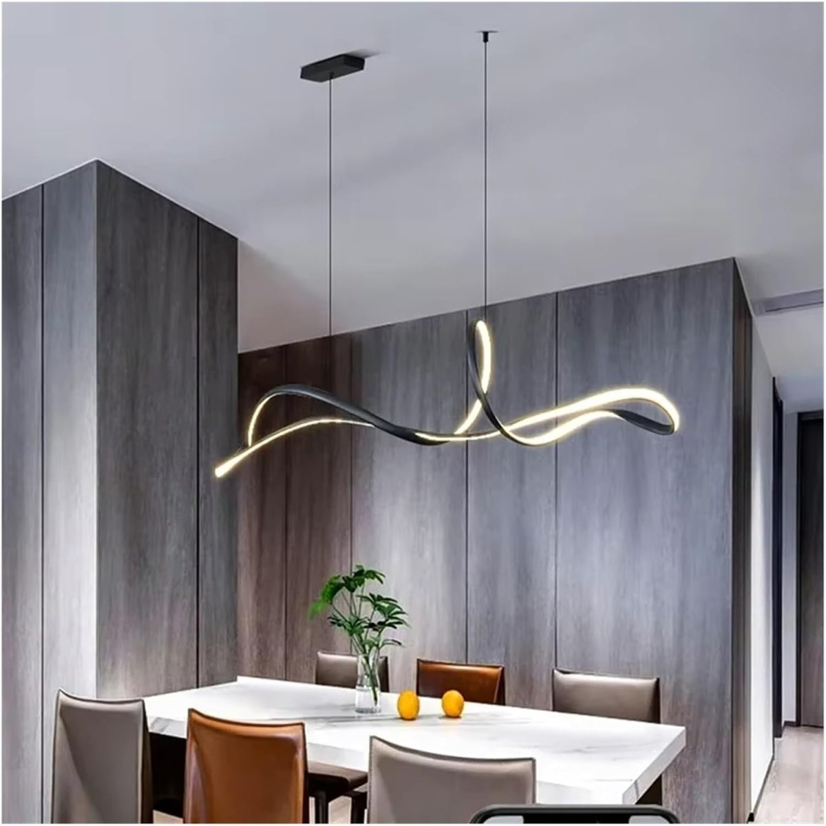 BAMDECOR A210 Modern LED Linear Pendant Lights with Dimmable LED and Adjustable Hanging Length 180cm -Black V255-BAM-A210-L180