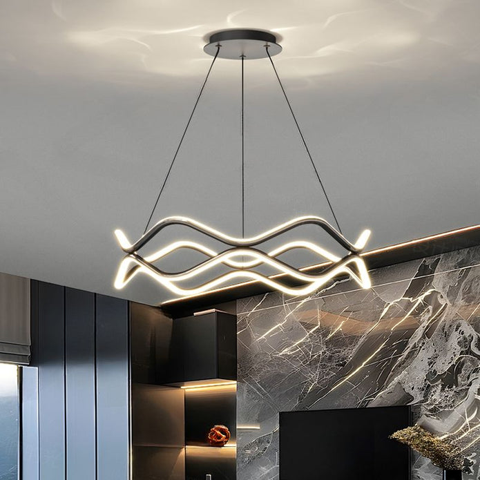 BAMDECOR A212/1 Black Modern Wavy Art Aluminum Light Fixture for Living Room Bedroom Indoor Decor V255-BAM-A212/1-BLK