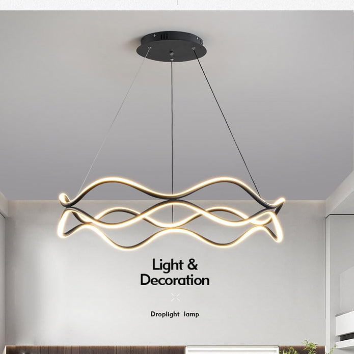 BAMDECOR A212/1 Black Modern Wavy Art Aluminum Light Fixture for Living Room Bedroom Indoor Decor V255-BAM-A212/1-BLK