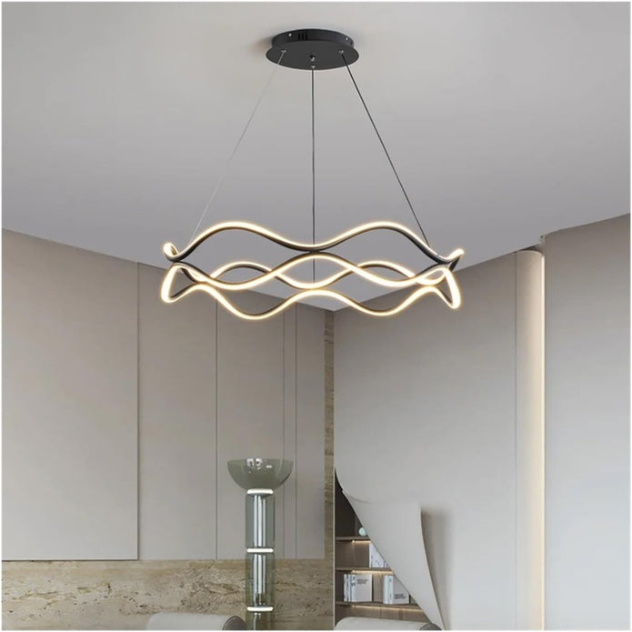 BAMDECOR A212/1 Black Modern Wavy Art Aluminum Light Fixture for Living Room Bedroom Indoor Decor V255-BAM-A212/1-BLK