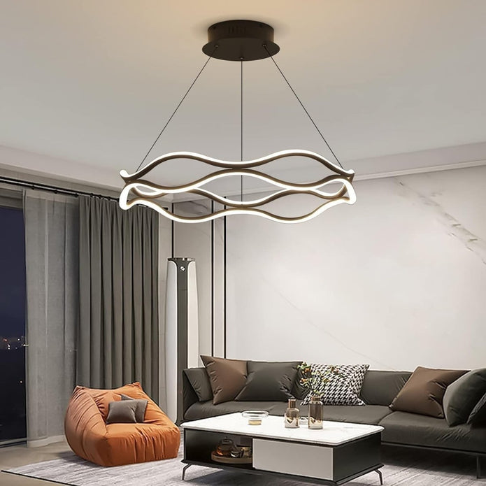 BAMDECOR A212/1 Black Modern Wavy Art Aluminum Light Fixture for Living Room Bedroom Indoor Decor V255-BAM-A212/1-BLK