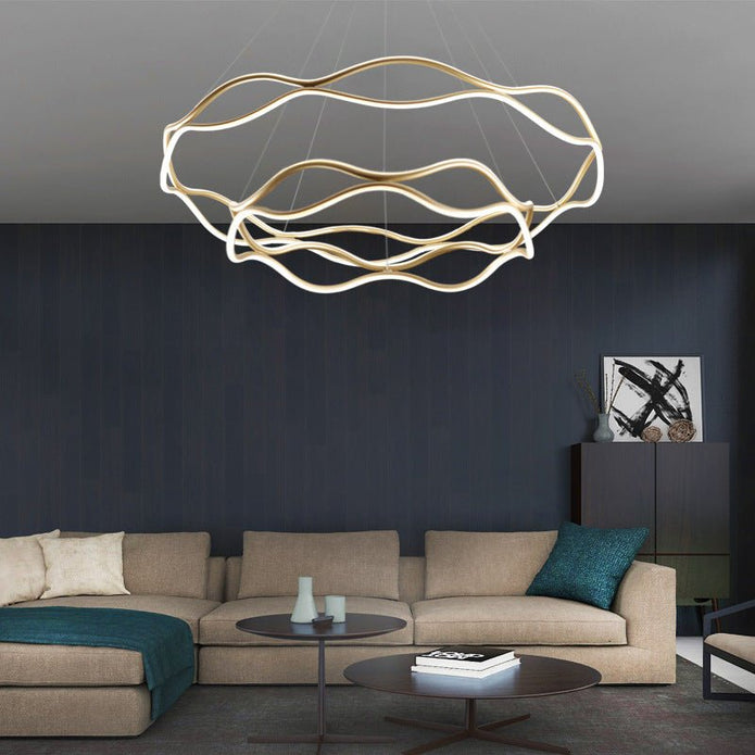 BAMDECOR A212/2 Modern Wavy Art Aluminum Light Fixture for Living Room Bedroom Indoor Decor V255-BAM-A212/2-GOLD