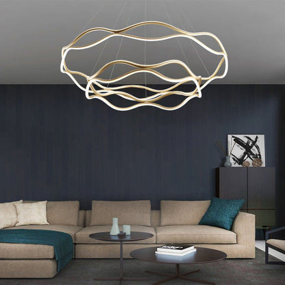 BAMDECOR A212/2 Modern Wavy Art Aluminum Light Fixture for Living Room Bedroom Indoor Decor V255-BAM-A212/2-GOLD