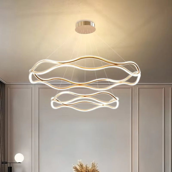 BAMDECOR A212/2 Modern Wavy Art Aluminum Light Fixture for Living Room Bedroom Indoor Decor V255-BAM-A212/2-GOLD