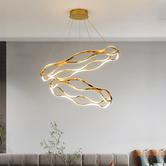 BAMDECOR A212/2 Modern Wavy Art Aluminum Light Fixture for Living Room Bedroom Indoor Decor V255-BAM-A212/2-GOLD