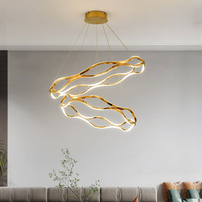 BAMDECOR A212/2 Modern Wavy Art Aluminum Light Fixture for Living Room Bedroom Indoor Decor V255-BAM-A212/2-GOLD