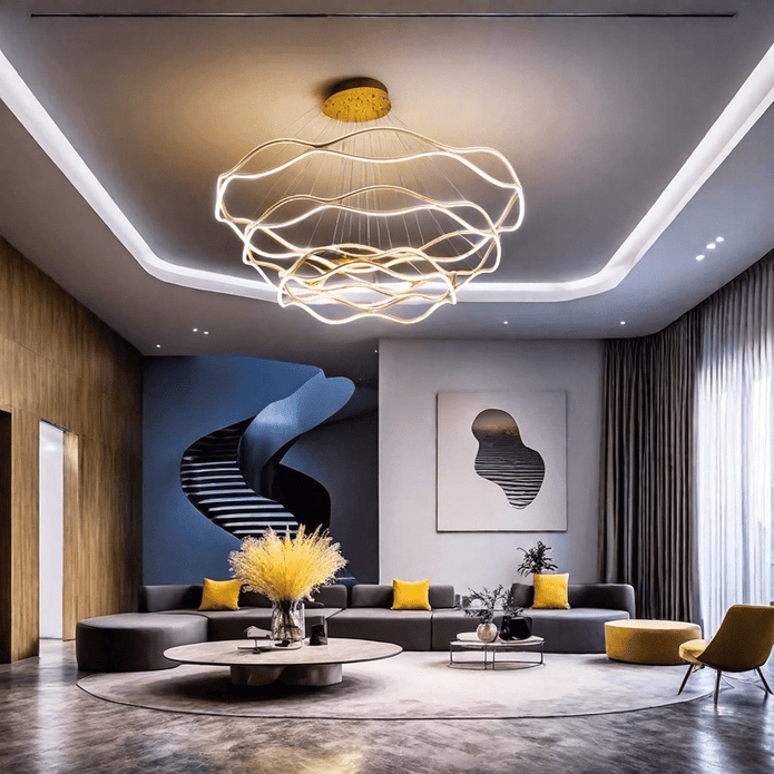 BAMDECOR A212/3 Modern Wavy Art Aluminum Light Fixture for Living Room Bedroom Indoor Decor V255-BAM-A212/3-GOLD
