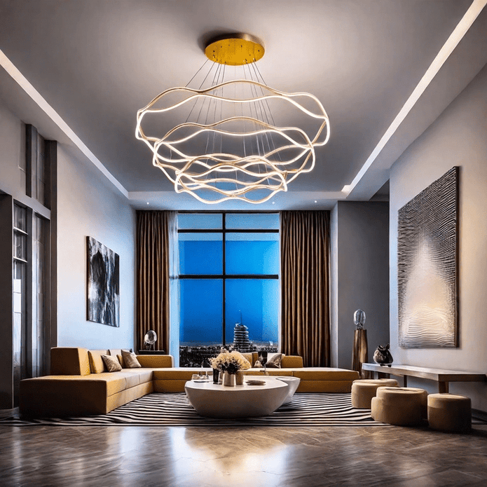 BAMDECOR A212/3 Modern Wavy Art Aluminum Light Fixture for Living Room Bedroom Indoor Decor V255-BAM-A212/3-GOLD