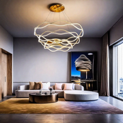 BAMDECOR A212/3 Modern Wavy Art Aluminum Light Fixture for Living Room Bedroom Indoor Decor V255-BAM-A212/3-GOLD