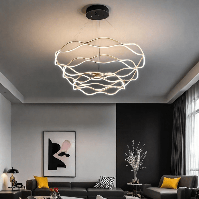 BAMDECOR A212/3 Modern Wavy Art Aluminum Light Fixture for Living Room Bedroom Indoor Decor V255-BAM-A212/3-GOLD