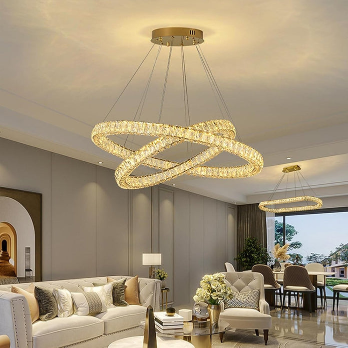 BAMDECOR C3313/2 Modern Crystal Chandeliers Lighting Fixtures Contemporary Round Chandelier Lighting Fixtures V255-BAM-C3313-2-0610