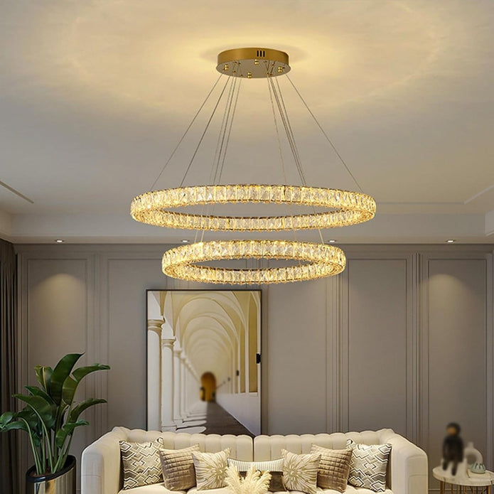 BAMDECOR C3313/2 Modern Crystal Chandeliers Lighting Fixtures Contemporary Round Chandelier Lighting Fixtures V255-BAM-C3313-2-0610