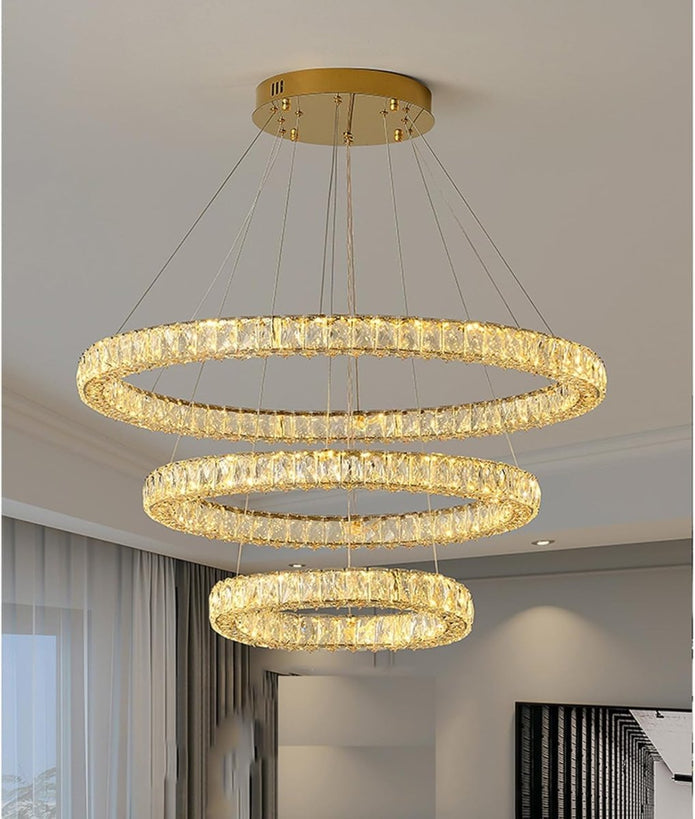 BAMDECOR C3313/3 Modern Crystal Chandeliers Lighting Fixtures Contemporary Round Chandelier Lighting Fixtures V255-BAM-C3313-3-040608