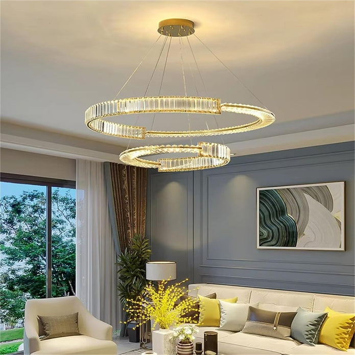 BAMDECOR C3318/2 Modern Crystal Chandeliers Lighting Fixtures Contemporary Round Chandelier Lighting Fixtures V255-BAM-C3318-2-0608