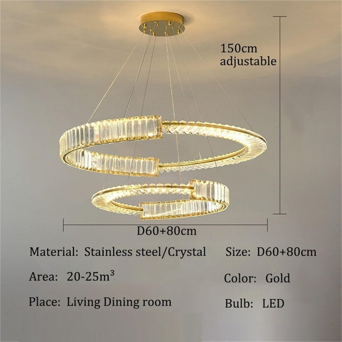 BAMDECOR C3318/2 Modern Crystal Chandeliers Lighting Fixtures Contemporary Round Chandelier Lighting Fixtures V255-BAM-C3318-2-0608