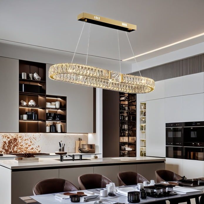 BAMDECOR C3319 Modern Linear Crystal Chandeliers Lighting Fixtures Contemporary Round Chandelier Lighting V255-BAM-C3319-L100