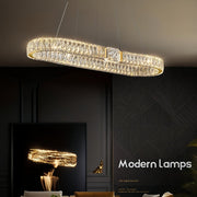 BAMDECOR C3319 Modern Linear Crystal Chandeliers Lighting Fixtures Contemporary Round Chandelier Lighting V255-BAM-C3319-L100