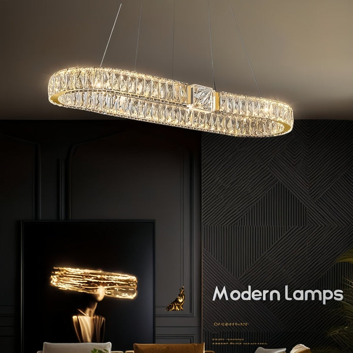 BAMDECOR C3319 Modern Linear Crystal Chandeliers Lighting Fixtures Contemporary Round Chandelier Lighting V255-BAM-C3319-L100