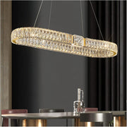 BAMDECOR C3319 Modern Linear Crystal Chandeliers Lighting Fixtures Contemporary Round Chandelier Lighting V255-BAM-C3319-L100
