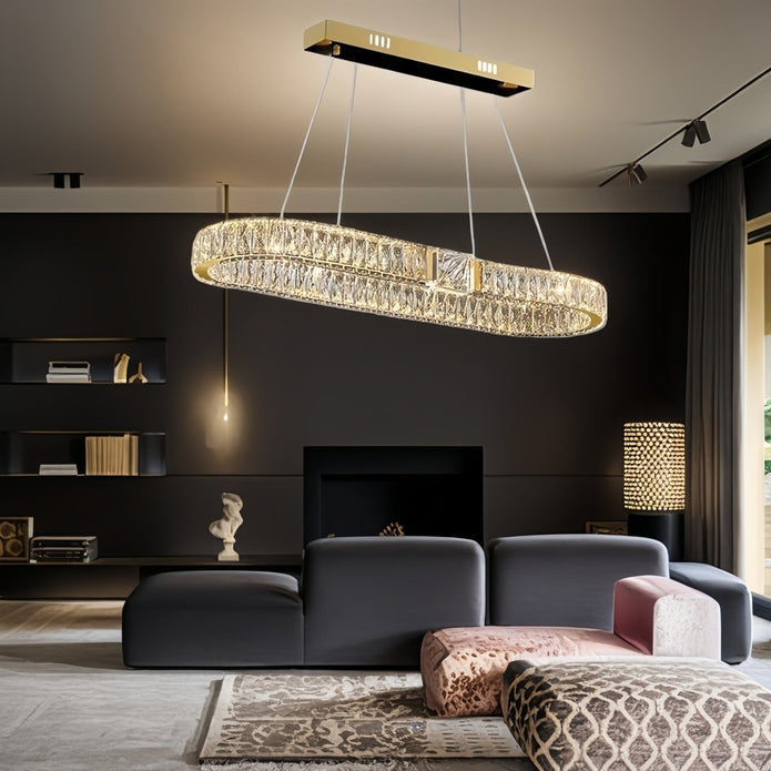 BAMDECOR C3319 Modern Linear Crystal Chandeliers Lighting Fixtures Contemporary Round Chandelier Lighting V255-BAM-C3319-L100