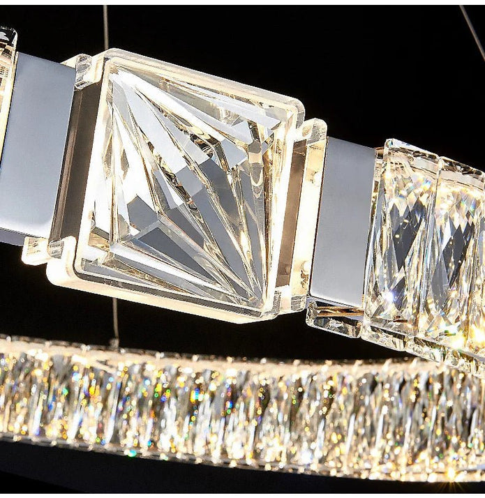 BAMDECOR C3319 Modern Linear Crystal Chandeliers Lighting Fixtures Contemporary Round Chandelier Lighting V255-BAM-C3319-L100