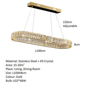 BAMDECOR C3319 Modern Linear Crystal Chandeliers Lighting Fixtures Contemporary Round Chandelier Lighting V255-BAM-C3319-L100