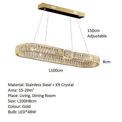 BAMDECOR C3319 Modern Linear Crystal Chandeliers Lighting Fixtures Contemporary Round Chandelier Lighting V255-BAM-C3319-L100