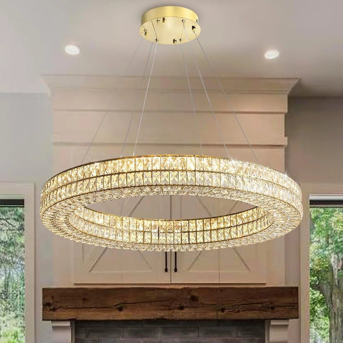 BAMDECOR C3332/1 Round Luxury Crystal Chandelier Modern LED Crystal Chandelier LED Ring Pendant Light V255-BAM-C3332/1-60