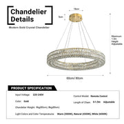 BAMDECOR C3332/1 Round Luxury Crystal Chandelier Modern LED Crystal Chandelier LED Ring Pendant Light V255-BAM-C3332/1-60