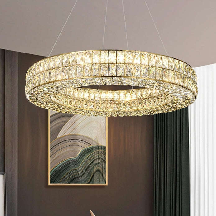 BAMDECOR C3332/1 Round Luxury Crystal Chandelier Modern LED Crystal Chandelier LED Ring Pendant Light V255-BAM-C3332/1-80
