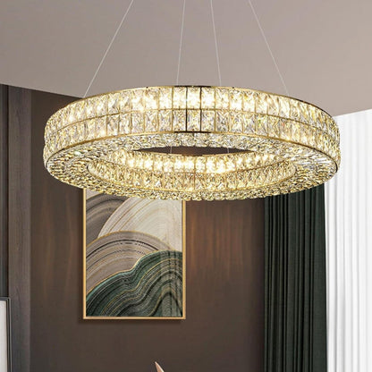 BAMDECOR C3332/1 Round Luxury Crystal Chandelier Modern LED Crystal Chandelier LED Ring Pendant Light V255-BAM-C3332/1-80
