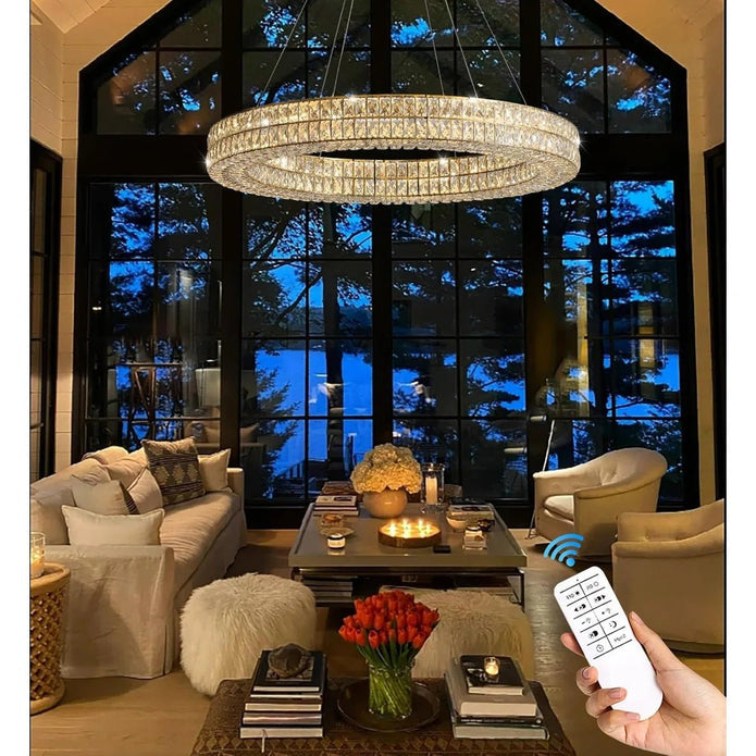 BAMDECOR C3332/1 Round Luxury Crystal Chandelier Modern LED Crystal Chandelier LED Ring Pendant Light V255-BAM-C3332/1-80