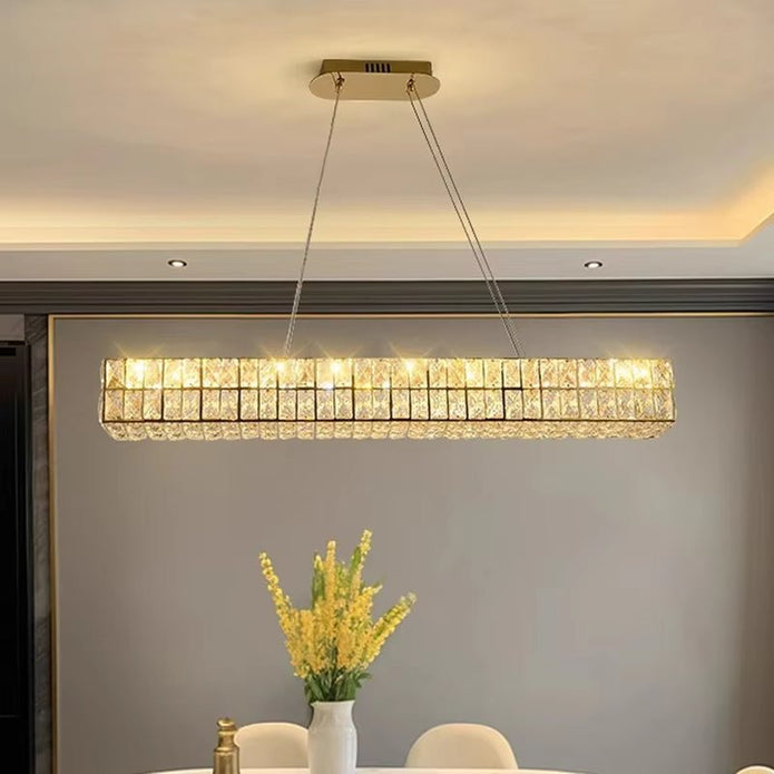 BAMDECOR C3332/L Linear Luxury Crystal Chandelier Modern LED Crystal Chandelier LED Ring Pendant Light V255-BAM-C3332/L-1.2