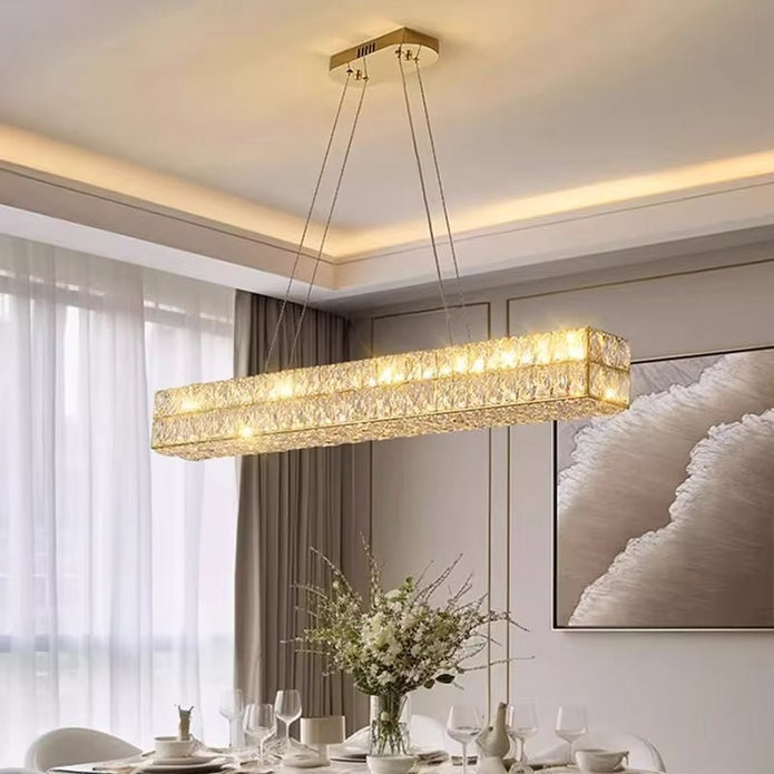 BAMDECOR C3332/L Linear Luxury Crystal Chandelier Modern LED Crystal Chandelier LED Ring Pendant Light V255-BAM-C3332/L-1.2